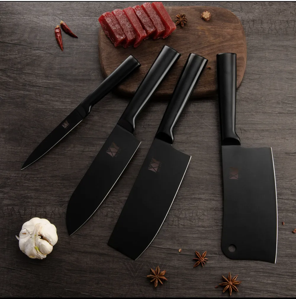 XYj 4 шт. кухонные ножи из нержавеющей стали 7 ''Santoku 6,5'' Кливер разделочный 5 ''Универсальный нож кухонные принадлежности Инструменты