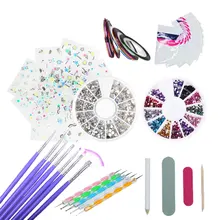 48 шт. ногтей Книги по искусству набор инструментов Pen расставить Стразы наклейки рулонов щит Защитите Маникюр Педикюр Комплект блеск украшение ногтей Kit
