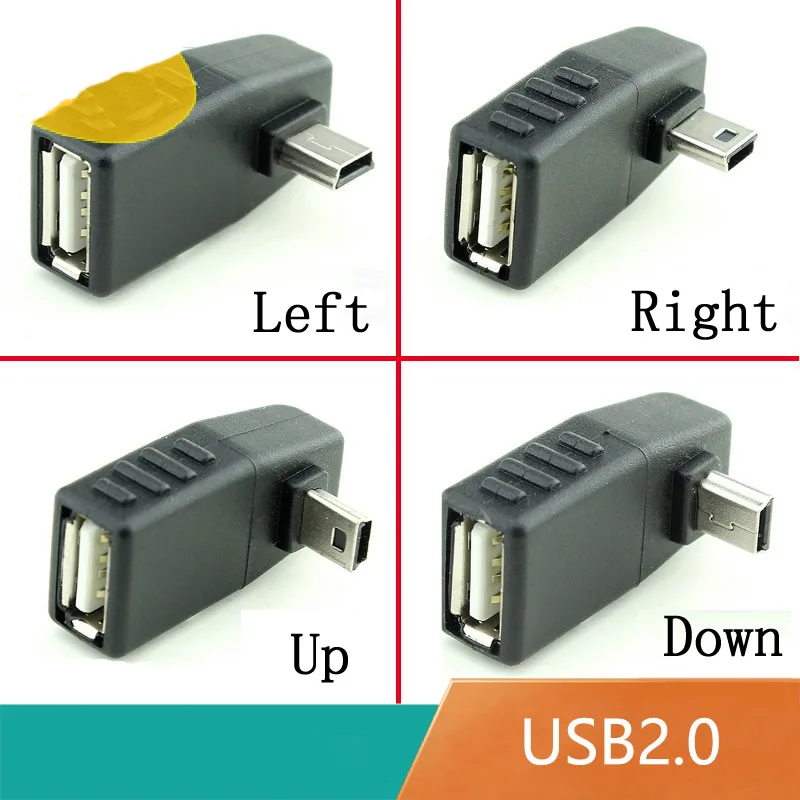 Мини-usb 5Pin мужчина к USB Женский 90 градусов угол конвертер Разъем синхронизации данных OTG адаптер для автомобиля MP3 MP4 планшеты телефоны u-диск