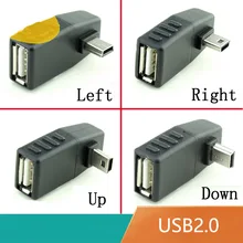 Мини-usb 5Pin мужчина к USB Женский 90 градусов угол конвертер Разъем синхронизации данных OTG адаптер для автомобиля MP3 MP4 планшеты телефоны u-диск