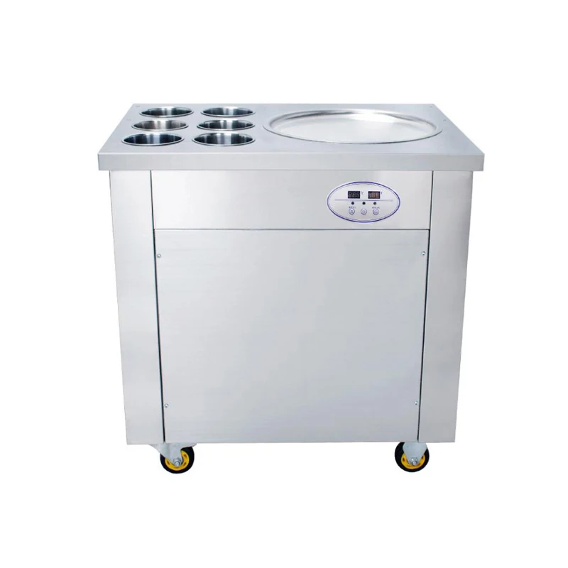 

Full Stainless steel Fried ice cream roll machine ice pan Fry flat ice cream maker yoghourt fried ice cream machine 1pc