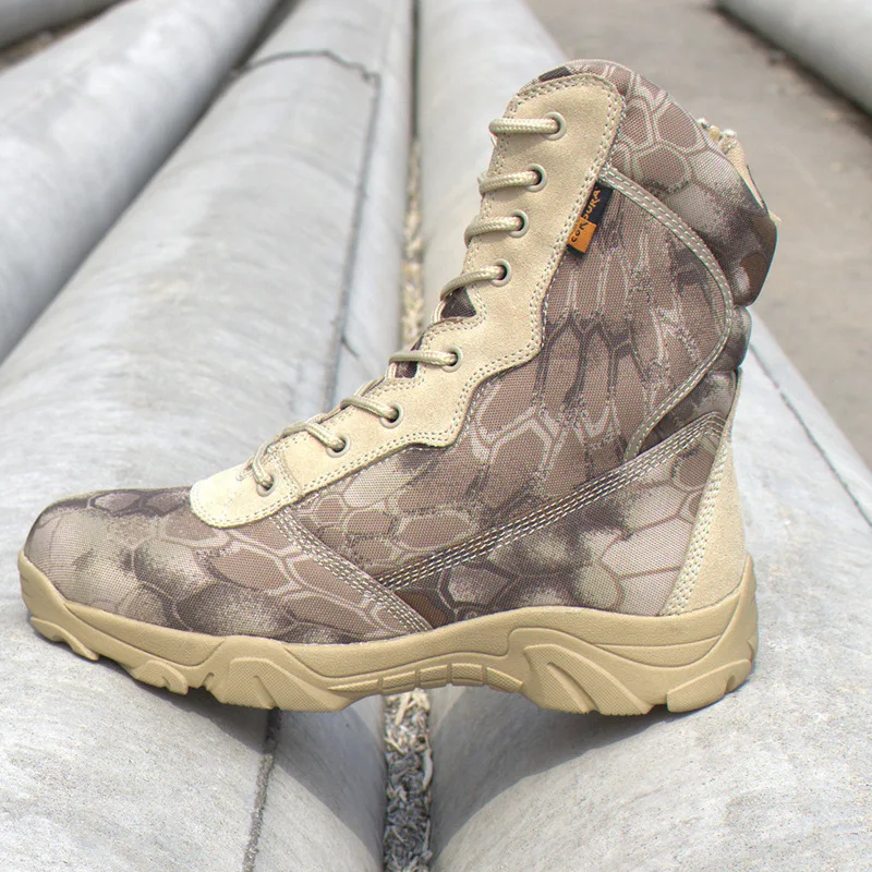 Уличные тактические мужские и женские охотничьи камуфляжные Нескользящие военные ботинки Magnum с высоким голенищем спортивные армейские альпинистские ботинки для пеших прогулок в пустыне - Цвет: yellow python