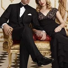 Мужской костюм костюмы черный лацкан с тупым углом; две пуговицы модная Высокое качество; для свадьбы вечерний для выпускного официальный для лучшего мужчины, жениха тонкий смокинг для мальчиков