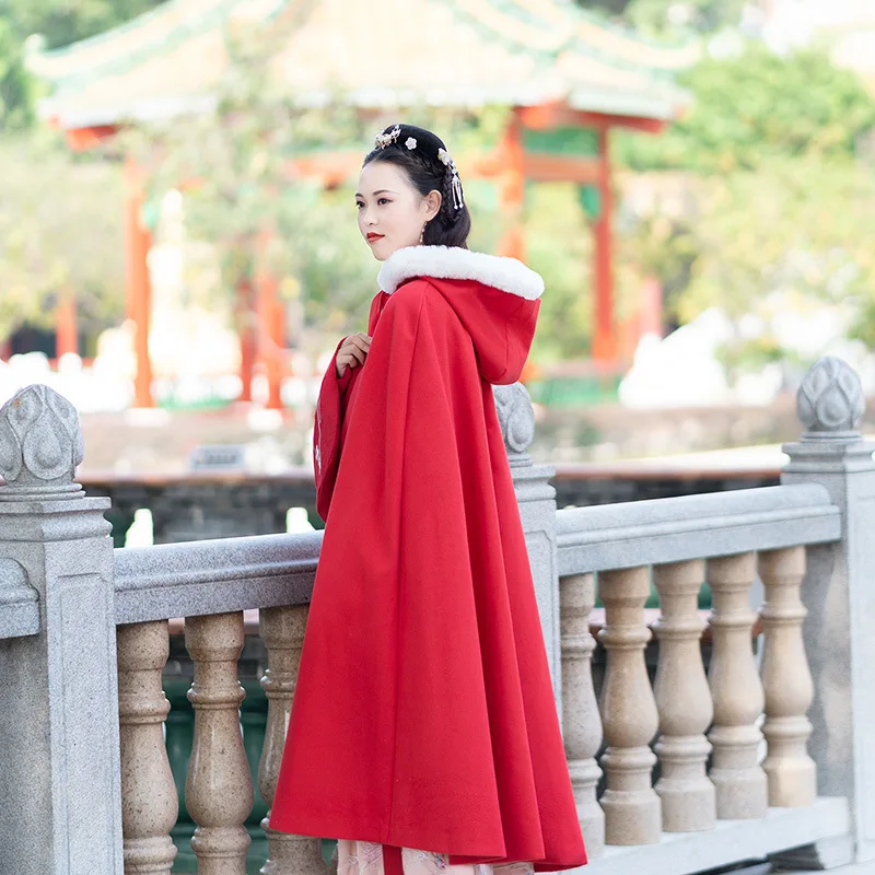 2018 Hanfu Женская сборка украшение Хризантема вышивка Толстая двухсторонняя шерсть