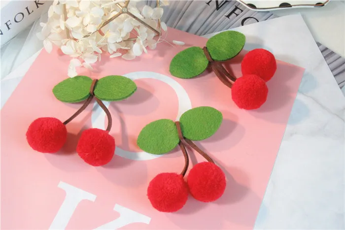 

10Pcs Lovely Cherry Shaped Bowknot Hairpins Leaf Hair Clip Red Ball Twist Barrette Hair Accessories For Women Lady Girl Headwear