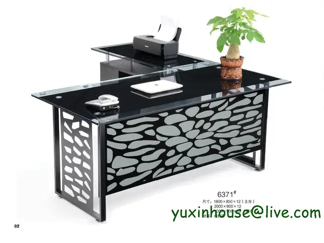Hot Sale Tempered Glass Office Desk Boss Desk Table Commercial