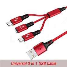 3 2 в 1 Usb Тип C кабелем Micro USB 8pin зарядный кабель сотовый телефон шнура кабеля для Huawei Honor 7 9i P8 P9 Lite Коврики 9 10 20 Pro