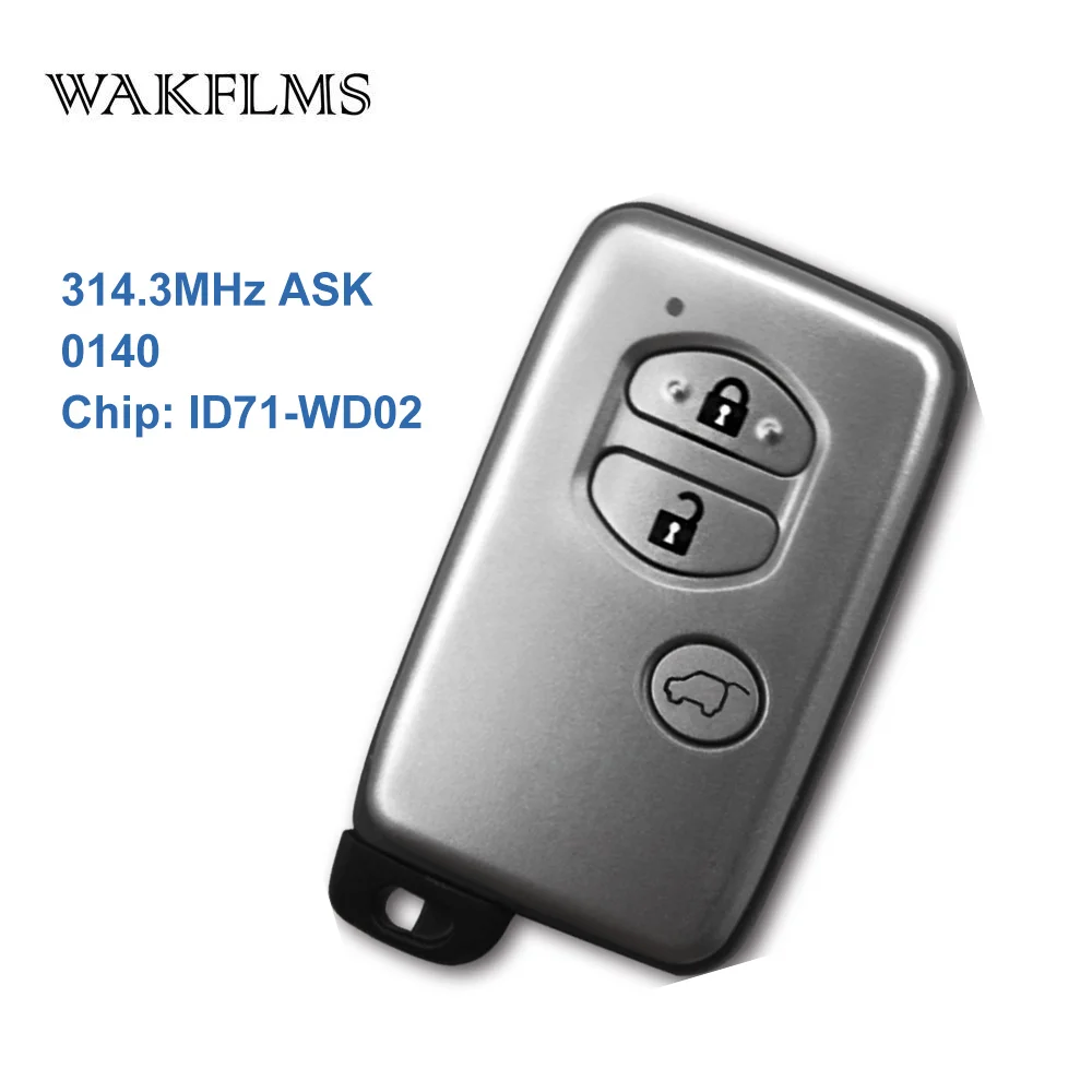 

3 Buttons 314.3MHz Board No 0140 ID71-WD02 Chip Sliver Keyless Go / Entry Remote Car Key For Toyota