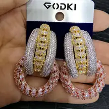 Амулеты GODKI, Разноцветные серьги с кубическим цирконием, африканские корейские элегантные женские серьги-гвоздики в ювелирном