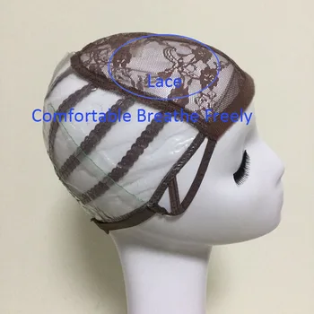 Brown Glueless Lace Wig Cap For Making Wigs With Adjustable Straps Weaving Caps For Women Hair Net & Hairnets Easycap  6017 3