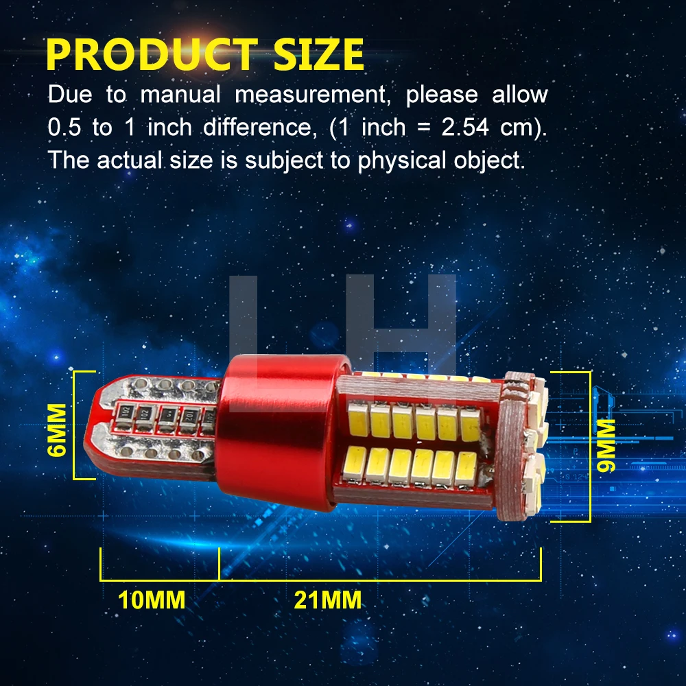 2 шт. Автомобильный светодиодный 3014 SMD 57 6000K противотуманная фара T10 T15 Тормозная
