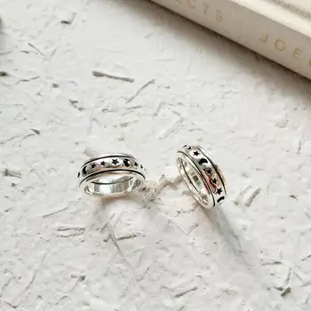 

fashion jewelry Women girl 925 Sterling Silver moon and stars spinner rings vintage style