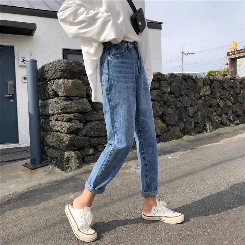 S-XL, 3 цвета, весна, корейский стиль, шикарный стиль, женские джинсы, женские повседневные джинсы с высокой талией для мам(Z8596