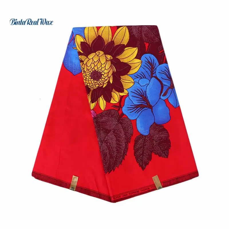 

High Quality 6 Yards 100%Cotton African Guaranteed Dutch Wax Print Bazin Fabric binta real Wax Hollandais Wax Fabrics 24FS1215