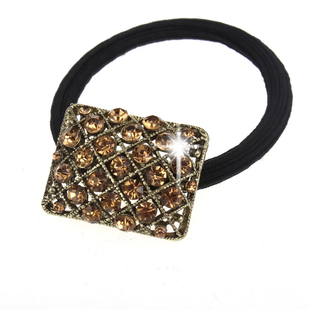 

1 Pcs Exquisite Women Crystal Rhinestone Hair Band Rope Elastic Ponytail Holder bride fashion crystal hair circle hair sticks