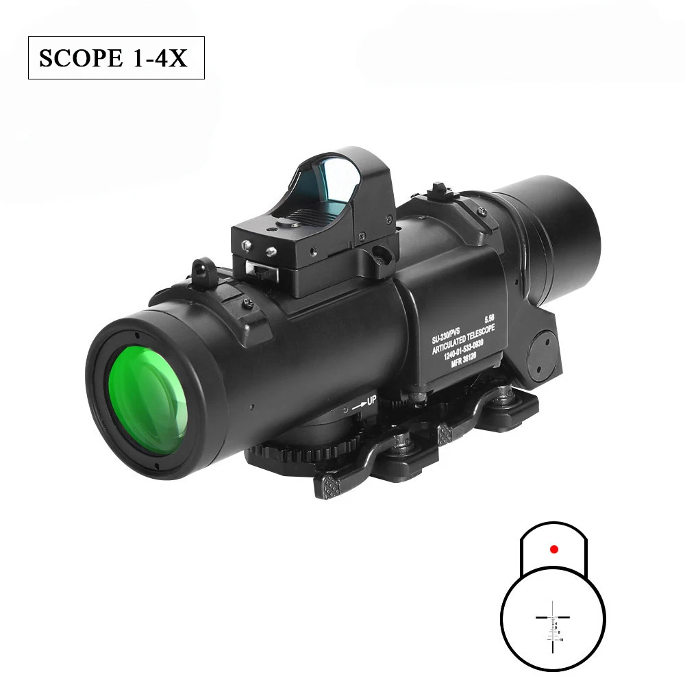 

Tactical 4x Fixed Dual Sight Red And Green Dot Illumination Sight Optical Range Airsoft Rifle Hunting Shot For Outdoor Hunting
