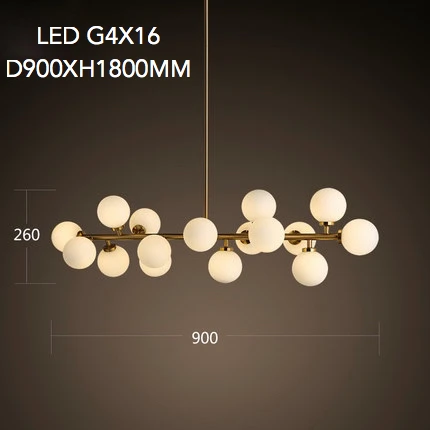 Светильник-люстра из стеклянного шара с золотым корпусом креативная Подвесная лампа G4X16 светодиодный AC 85-265V - Цвет корпуса: gold