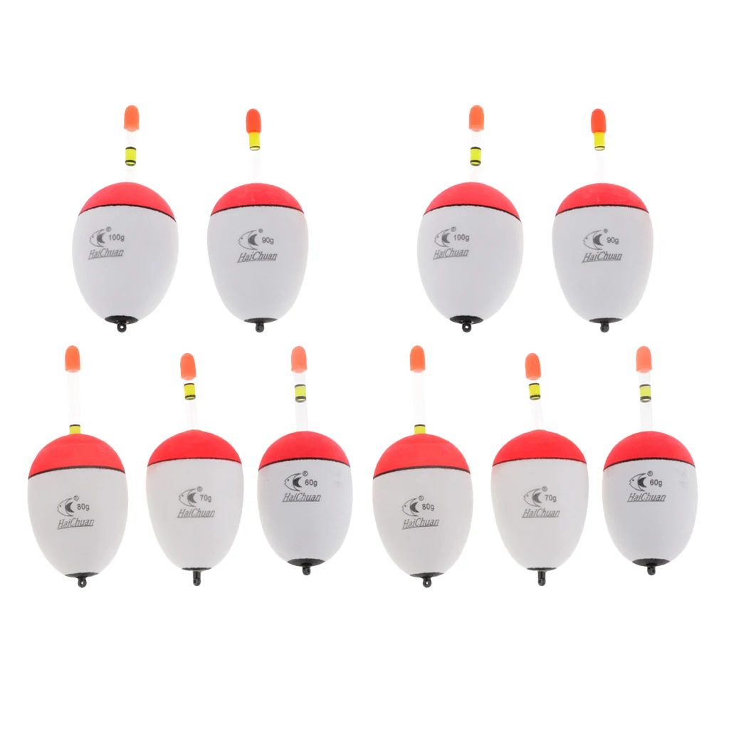 10pcs EVA Foam Floats Luminous Fishing Float Bobber Sea Rock Fishing 60-100g