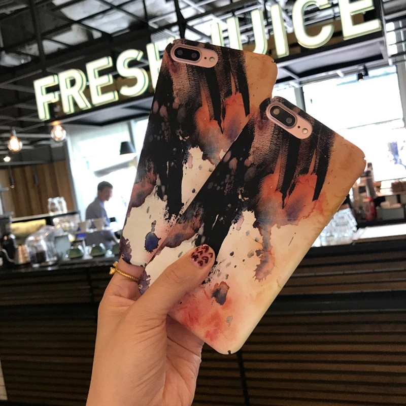 

Luxury Sand Painting Hard PC Phone Case for iPhone X 6 6s Plus 8 7 Plus Full Protective Matte Back Cover For iPhone 7 8