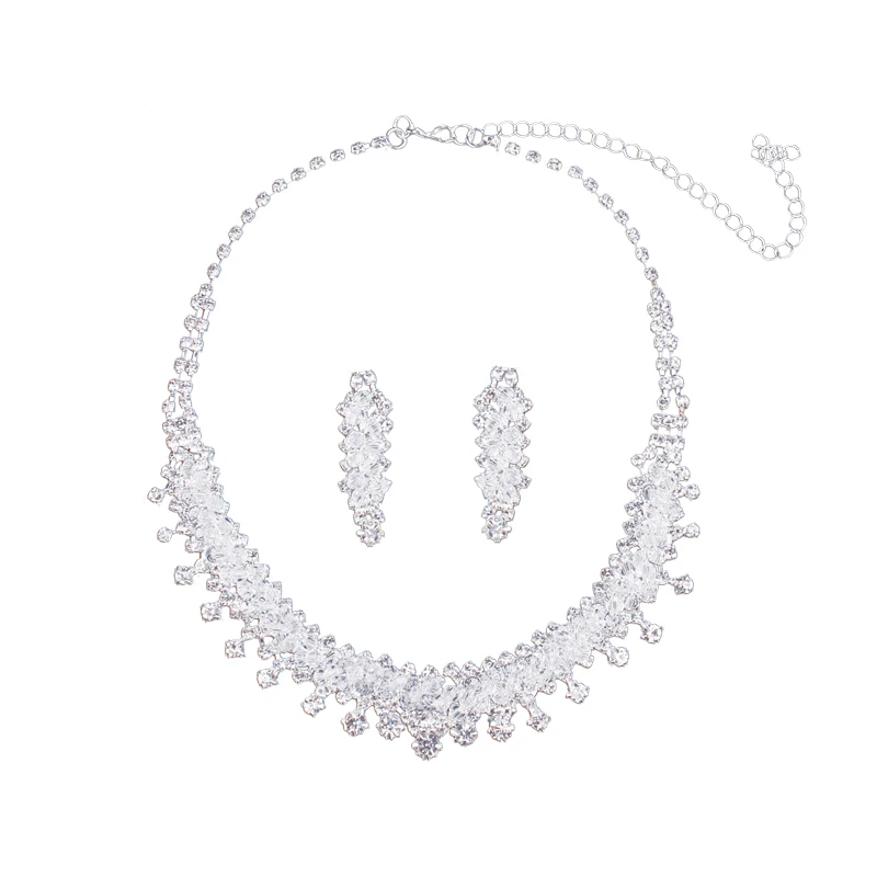Rhinestones Necklace Earrings Jewelry Sets for Bridal Wedding Party (1)