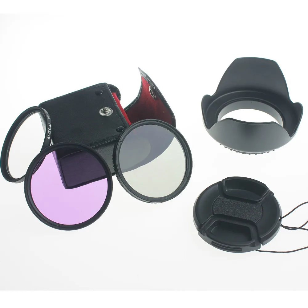 67MM RISE UK UV CPL FLD Filter Kit + Lens Hood for Canon / Nikon 18