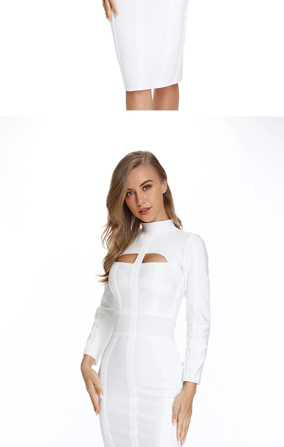 BEAUKEY, модное, высокое качество, белое, с длинным рукавом, с вырезом, сексуальное, до середины икры, облегающее, вечерние, Бандажное платье, дешево, размер XL