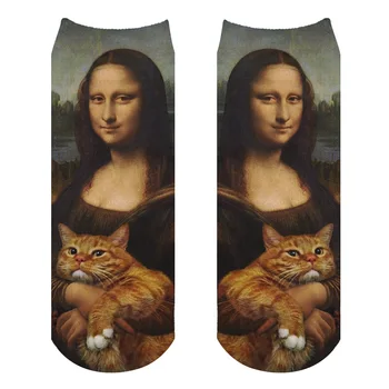 

RUNNING CHICK smiling and cat 3d digital printed socks