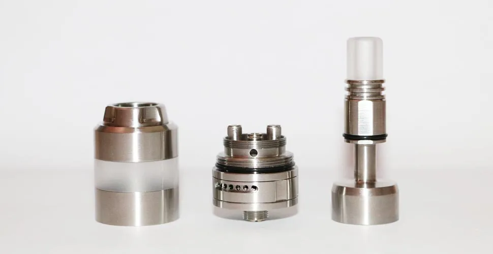 Ceny KA V7 Nano stylizowany RTA atomizer z wymiennym zbiornikiem 23mm 3.0ml 304 stal nierdzewna E papieros RTA Vapozier zbiornik ze szklaną rurką
