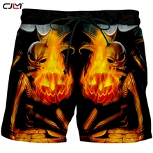 CJLM модные маски мужские шорты 3D Пламя Тыква забавная уличная Мужская доска шорты ужас Хэллоуин негабаритных 5XL