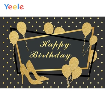 

Yeele Birthday Photocall Gold Balloons High Heels Photography Backdrops Personalized Photographic Backgrounds For Photo Studio