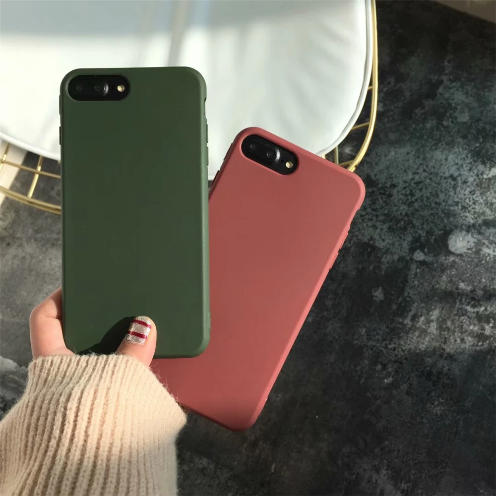 

Froste TPU soft mobilephone case for iPhone8 iPhone7 case 6 6s 5 SE 5S XS MAX XR XS X 7 plus 8 plus Military green Coffee case