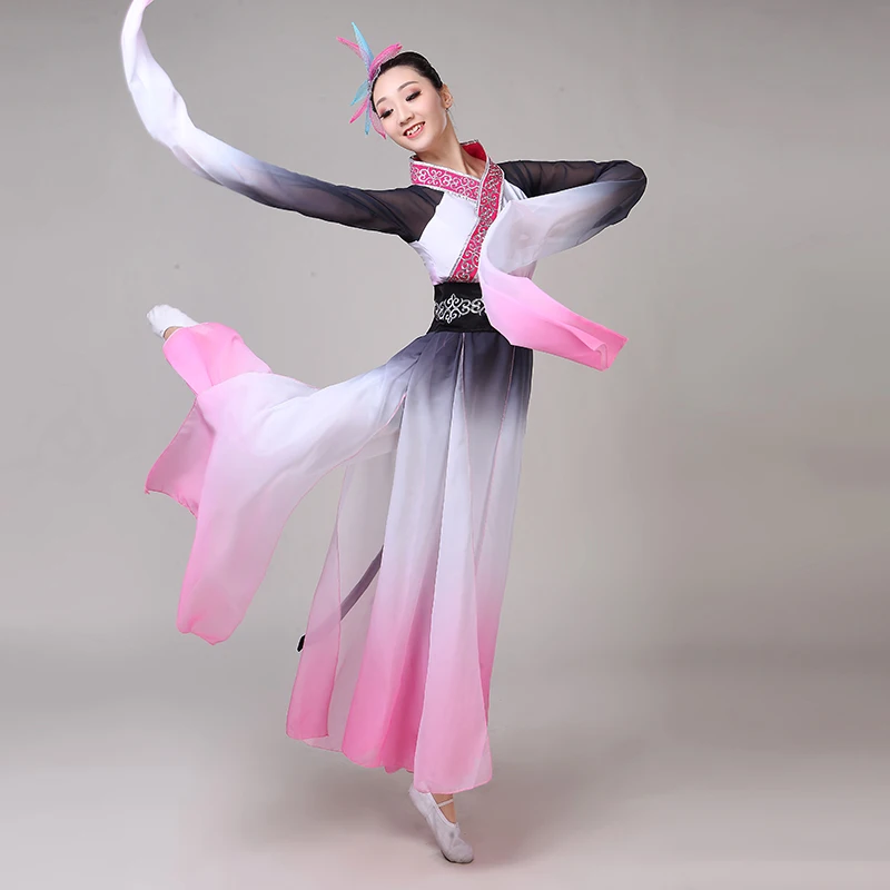 

Классический традиционный Женский танцевальный костюм hanfu в китайском стиле, танцевальный костюм для выступлений, праздничная одежда