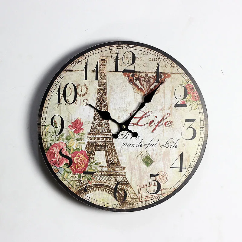 

Wooden Wall Clocks Decorative Wall Hanging Clock Creative Quiet Butterfly Pattern Home Decor Gifts Crafts