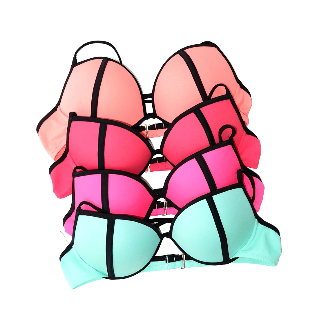 Women Underwire Sexy Secret Bikini TOP Black band Pink Swimwear