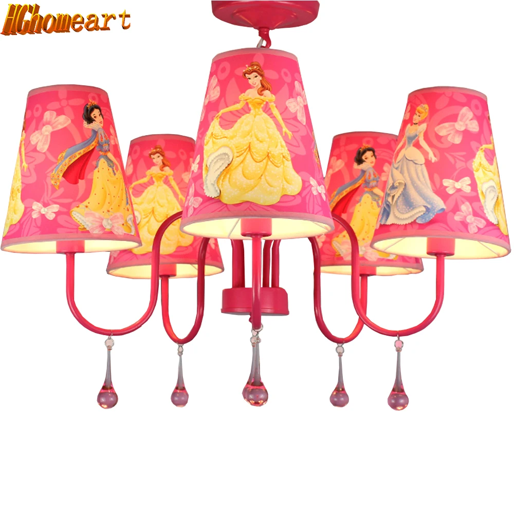 

Hghomeart Fashion children modern crystal chandelier cartoon kids girl princess prink bedroom chandelier Led lamp