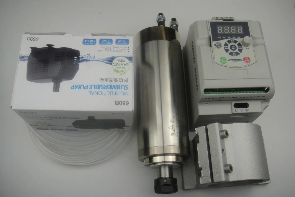 

2.2KW 220V water cooling spindle kit cnc milling spindle motor + 2.2KW VFD inverter+spindle support+water pump + water pipe