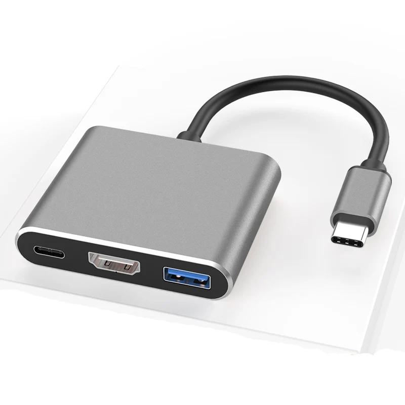 HANNORD Typc C 3,1 к HDMI адаптер USB C к USB 3,0/USB C/HDMI Женский алюминиевый концентратор кабель для ноутбука MacBook мобильный телефон