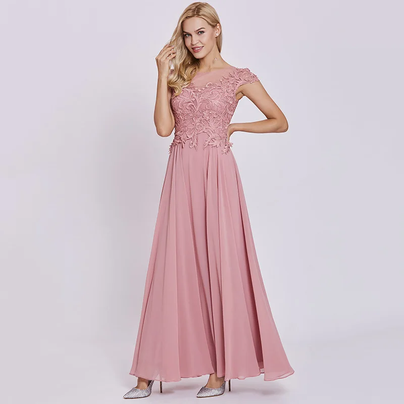 Cena Dressv brzoskwinia długa suknia wieczorowa tanie koronkowe rękawy cap line zipper up ślubna formalna sukienka na przyjęcie aplikacje na suknie wieczorowe