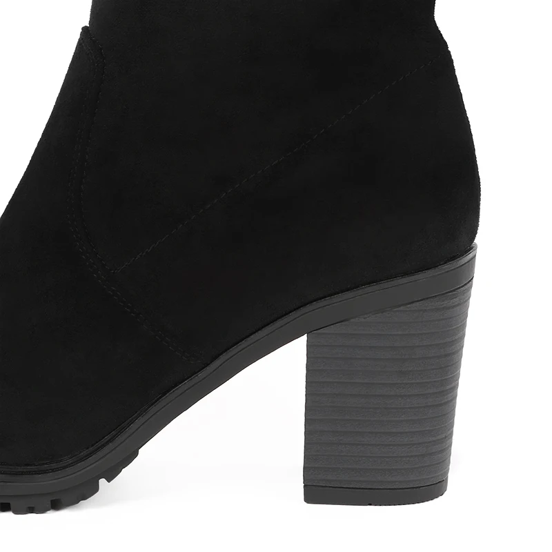 AIMEIGAO Faux Suede Over The Knee Boots High Heels Thigh high Women Boots Comfort Square Heels Plus Size Platform Woman Shoes