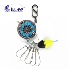 ILure Кукан с карабином с катушкой из нержавеющей стали, Живая рыба, замки, пояс, рыболовные снасти, Стрингер, поплавки, Рыболовная катушка, инструмент для рыбалки