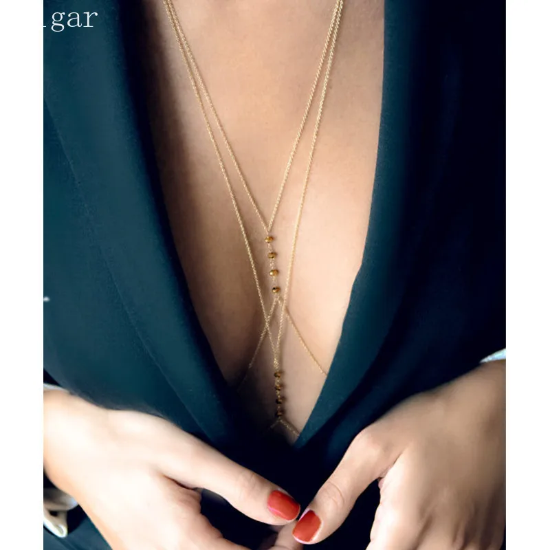 

Gold Color Sexy Bikini Body Jewelry for Women Acrylic Beads Summer Beach Belly Waist Body Jewellery Necklace Bijoux Femme Gift