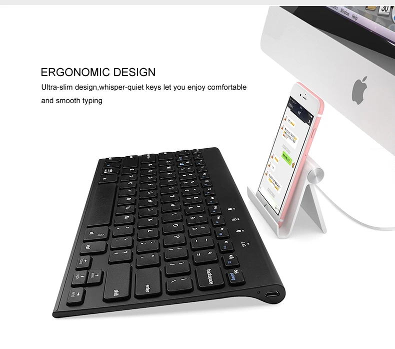 B. O. W 2,4 ГГц и 4,0 Bluetooth перезаряжаемая компактная клавиатура(78 клавиш) и мышь комбо с Nano USB приемник для рабочего стола/ПК/телефона