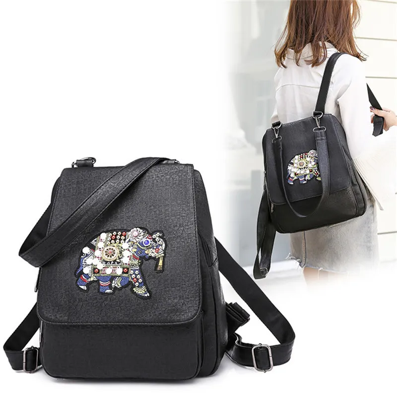 

Cute Elephant Backpack For Teenager Girls Sac A Dos Femme Brand 2018 High Quality Pu Leather Backpack Female Designer School Bag