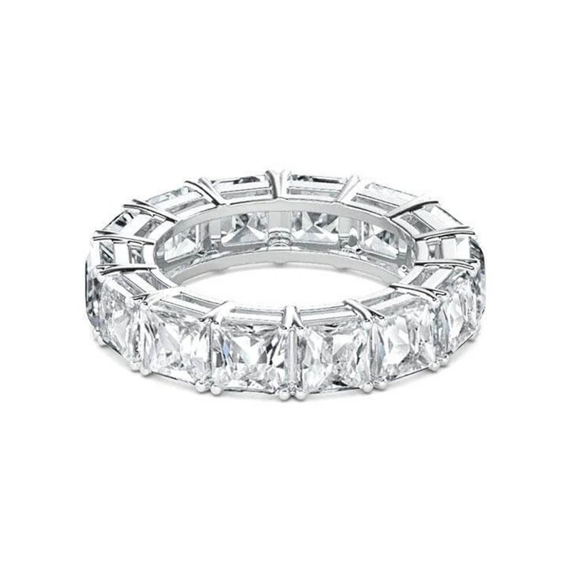 QYI обручальное кольцо женские микро Pave 8 Ct 5A циркон кольцо из стерлингового серебра 925 Юбилей обручальные кольца принимает Частный заказ