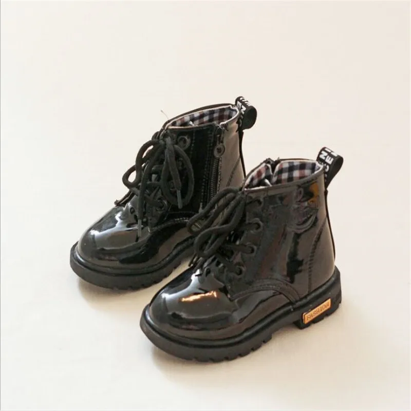 Детские Ботинки martin из искусственной кожи; водонепроницаемые ботинки в байкерском стиле; зимние ботинки для детей; Брендовая обувь принцессы для девочек; резиновые ботинки