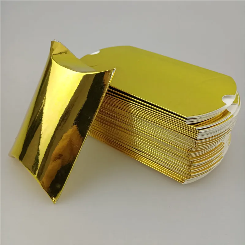 6X2,5X9 см 12 шт./пакет Цветной вечерние Бумага Подушка конфеты Коробки Свадебная вечеринка конфет Подарочная коробка на день рождения, фестиваль, расходные материалы - Цвет: Daak21 Metallic Gold