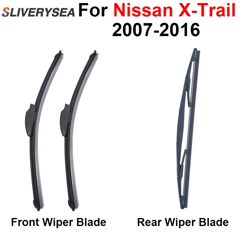 SLIVERYSEA Front Rear Wiper Blade For Nissan X Trail 2007 2016 High