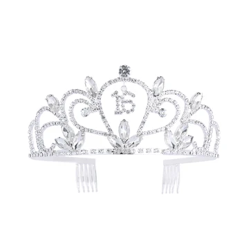 

Sweet 16 Birthday Tiara Rhinestone Crystal Crown for 16th Birthday Gift Party Accessories