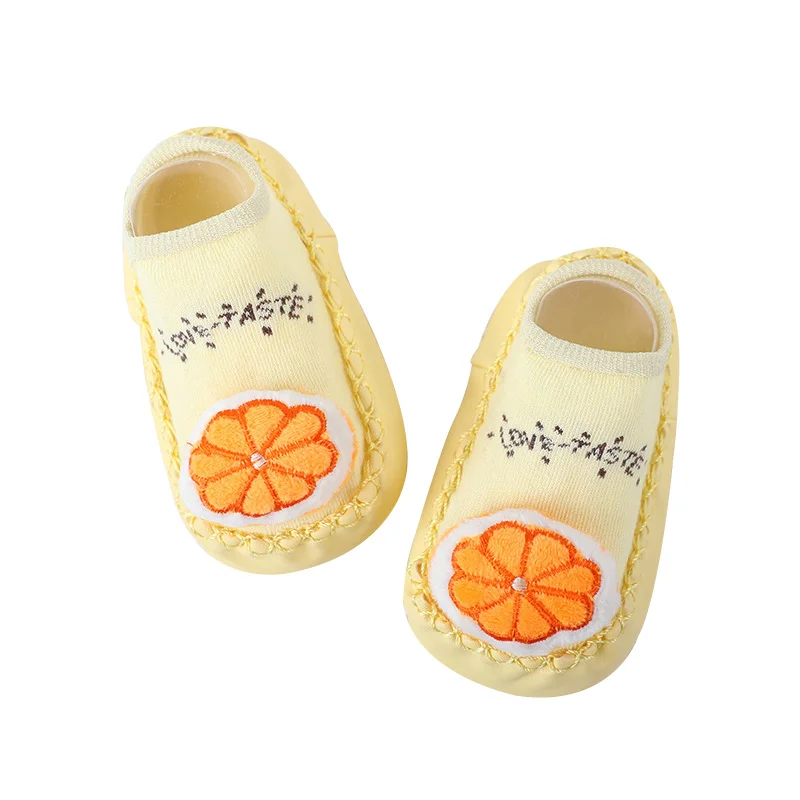 Cute Fruit Shoe Socks For Baby Combed Cotton Anti Slip Boy Girl Floor Socks Leather Sole Newborn Socks 0-12 Months Home Slippers (9)