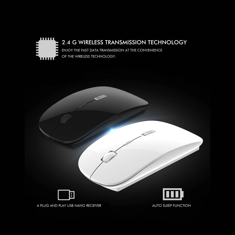 B. O. W беспроводная компьютерная мышь портативная Мобильная оптическая мышь с usb-приемником, 3 регулируемых уровня dpi мышь для ноутбука Macbook